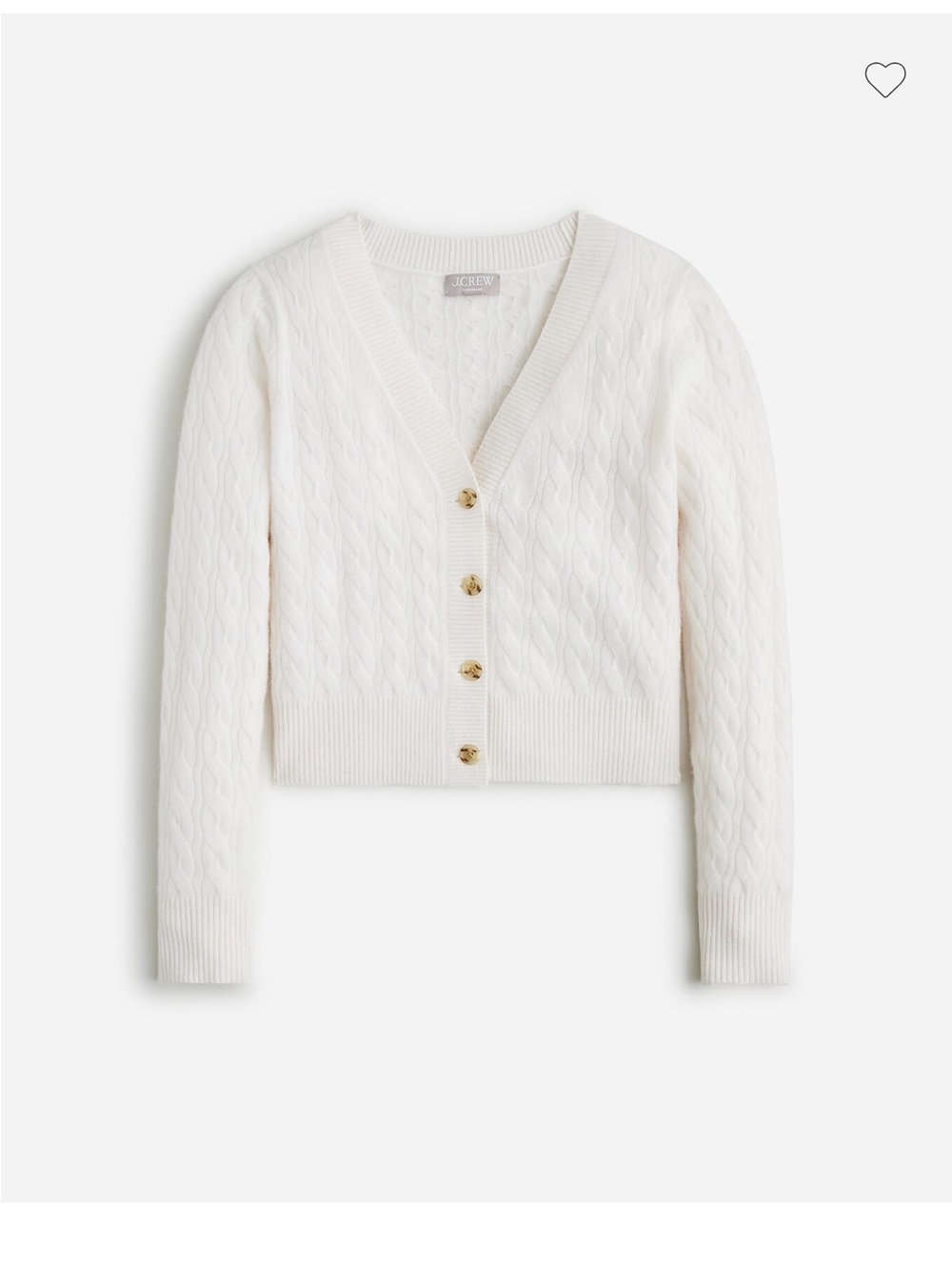 J. Crew Cashmere shrunken cable-knit V-neck cardigan sweater - Snow